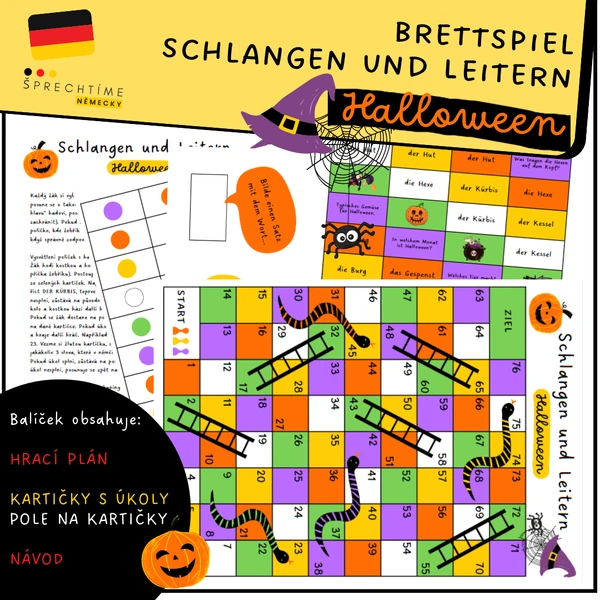 Brettspiel Schlangen und Leitern HALLOWEEN