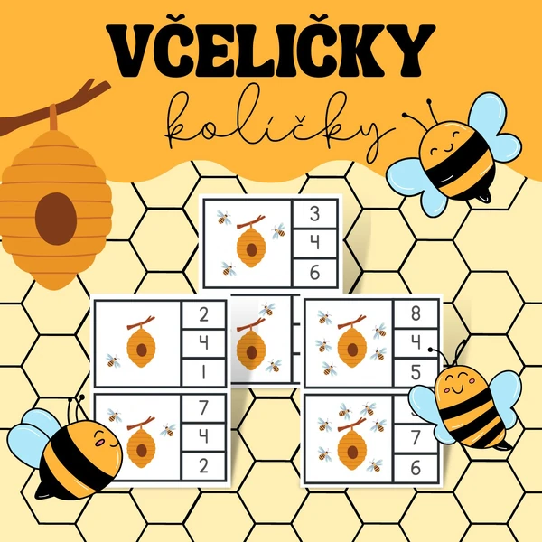 Včeličky - čísla do 10 (kolíčky)
