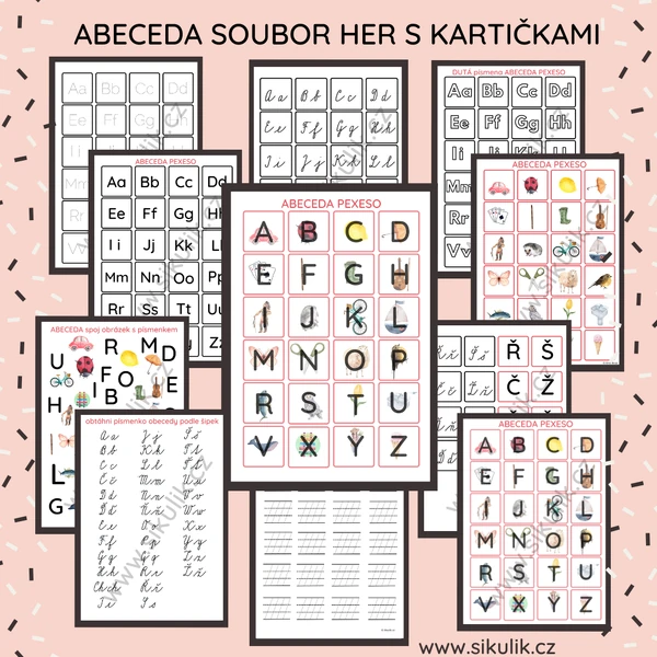 ABECEDA SOUBOR HER S PÍSMENKY A OBRÁZKY + (DUTÁ PÍSMENA, SPRÁVNÉ TAHY)