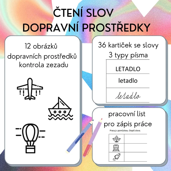 Čtení slov - dopravní prostředky