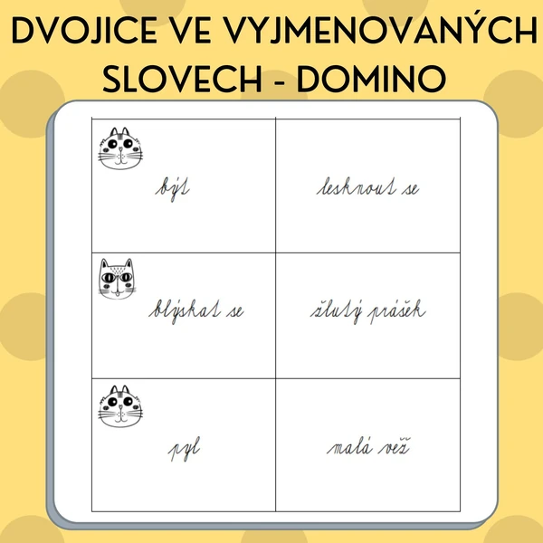 Dvojice ve vyjmenovaných slovech - domino
