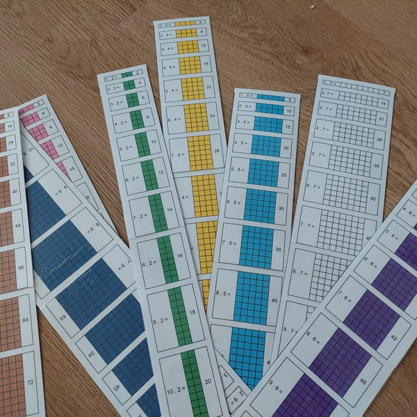 Násobilkové pásy - Montessori barvy
