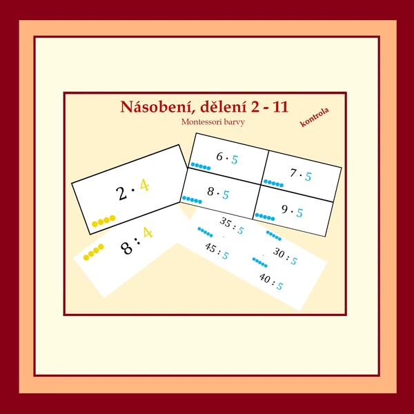 Násobení, dělení čísly 2-11 oboustranné karty