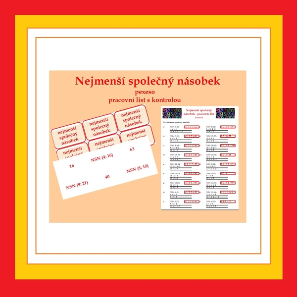Nejmenší společný násobek - pexeso, pracovní list 