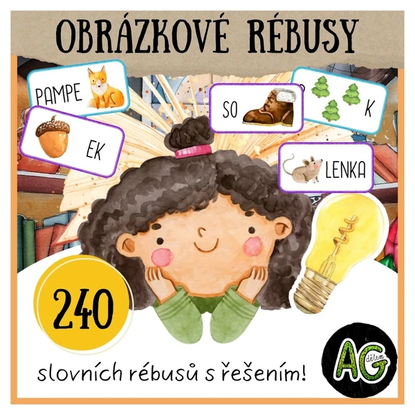 SLOVNÍ RÉBUSY - 240 KARTIČEK!
