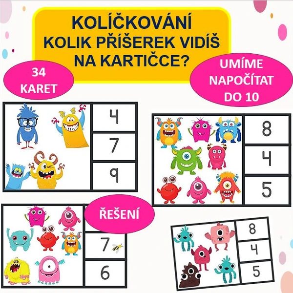 POČÍTÁME PŘÍŠERKY - KOLÍČKOVÁNÍ (do 10)