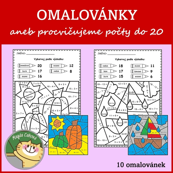 Omalovánky - počítáme do 20