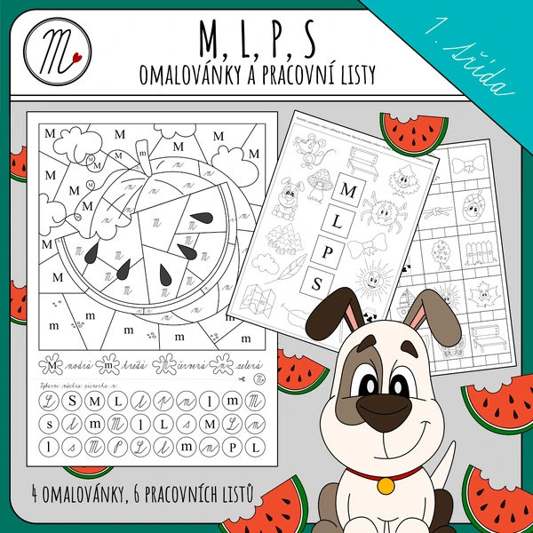 M, L, P, S - omalovánky a pracovní listy