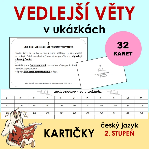 Vedlejší věty v ukázkách - kartičky
