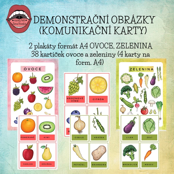 Demonstrační obrázky (komunikační karty) OVOCE A ZELENINA