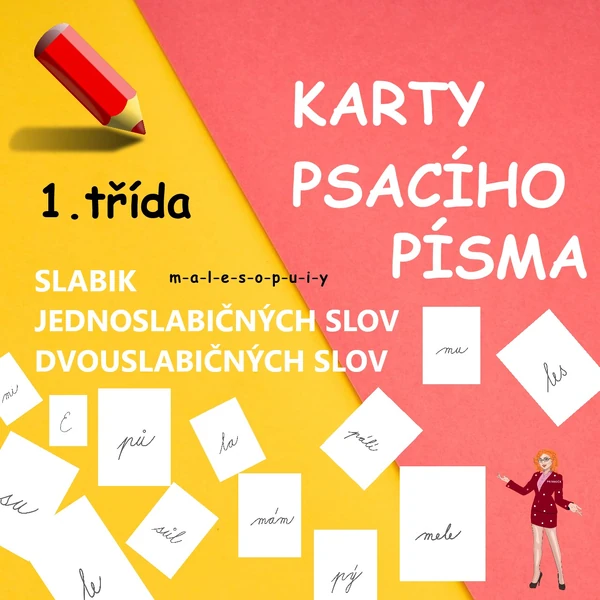 ČTECÍ KARTY PSANÝCH PÍSMEN, SLABIK A PRVNÍCH SLOV