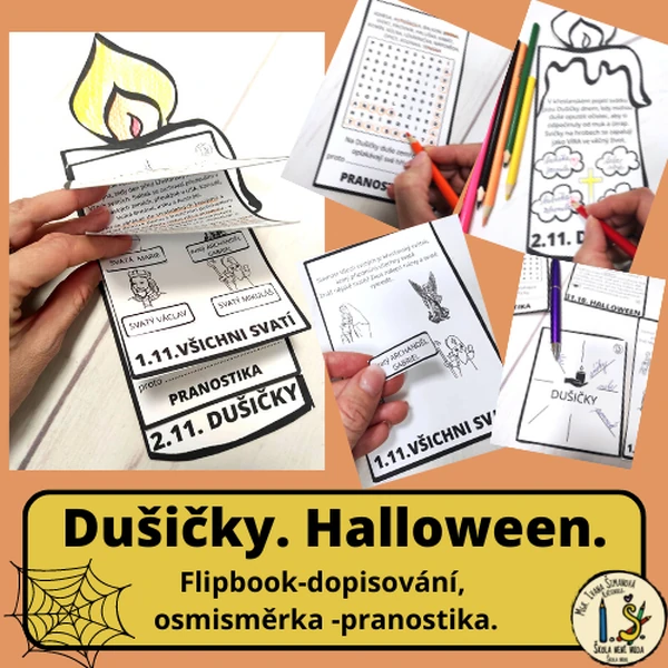 Dušičky. Halloween. Flipbook. Osmisměrka...