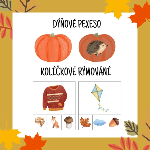 Dýňové pexeso, podzimní kolíčkové rýmování