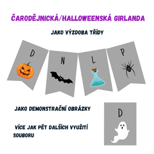 Strašidelná girlanda - demonstrační obrázky, víc jak 5 využití