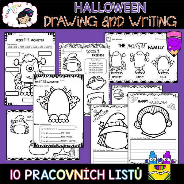 HALLOWEEN DRAWING and WRITING - pracovní listy