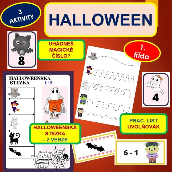 HALLOWEEN V MATEMATICE - 1. TŘÍDA ( 3 aktivity)