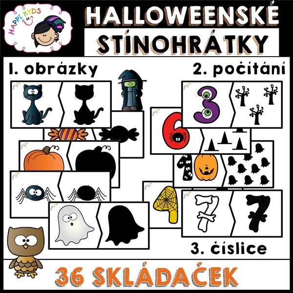 HALLOWEENSKÉ STÍNOHRÁTKY - skládačky