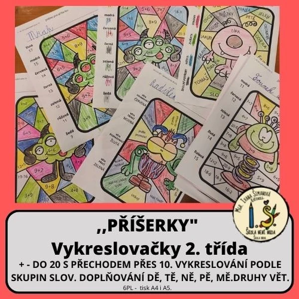 Příšerky - vykreslovačky 2. třída - M, ČJ