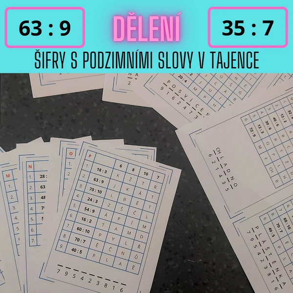Dělení - šifry s podzimními slovy v tajence