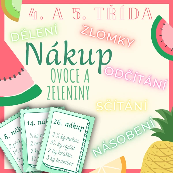 Nákup ovoce a zeleniny - základní početní operace a práce se zlomky