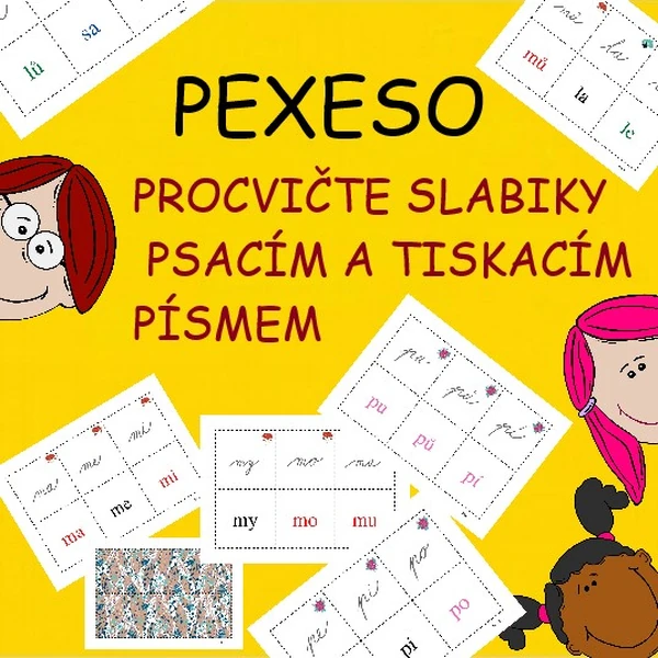 PEXESO k procvičení psaných slabik z písmenek - MALESOPUIY