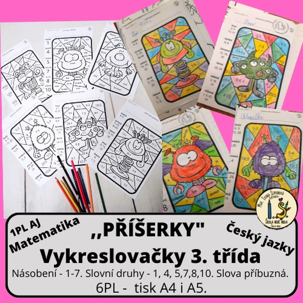 Příšerky - vykreslovačky 3. třída - M, ČJ, AJ