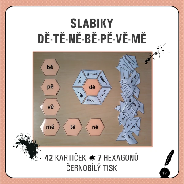 Slabiky dě-tě-ně - hexagony