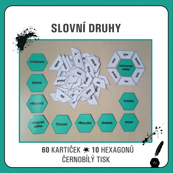 Slovní druhy - hexagony