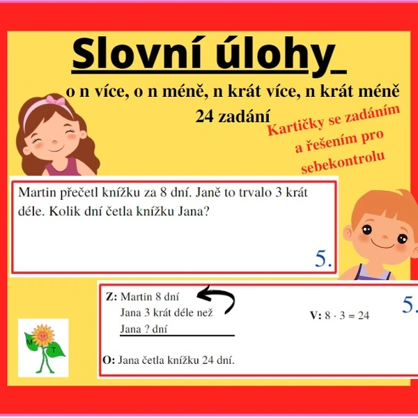 Slovní úlohy o n více, o n méně, n krát více, n krát méně
