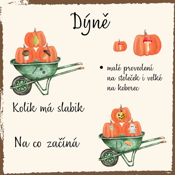 Dýně - počet slabik, počáteční hlásky (písmena) ve slovech