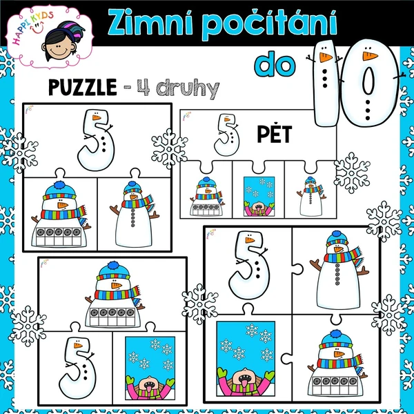 Zimní počítání do 10 - PUZZLE