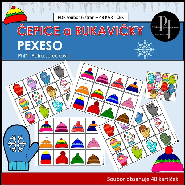 Zima-čepice a rukavice -pexeso