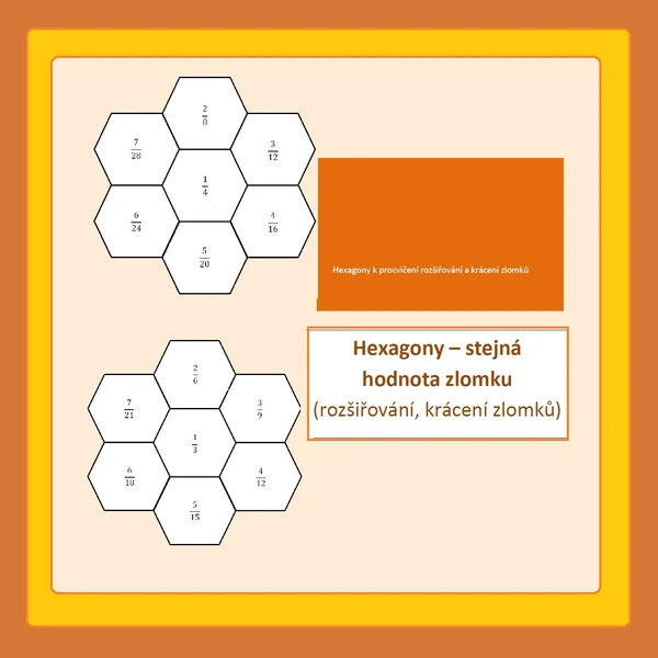 Hexagony - rozšiřování a krácení zlomků