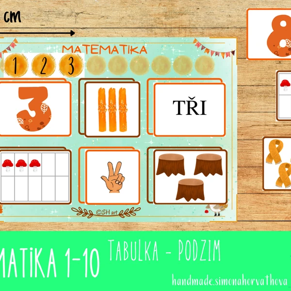 Matematika 1-10 - matematická tabuľka - PODZIM