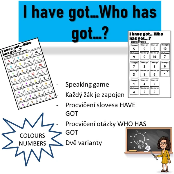 I have got...Who has got...? - numbers, colours