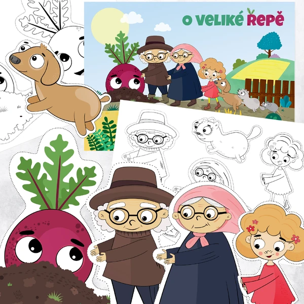 Loutky, omalovánky - O veliké řepě
