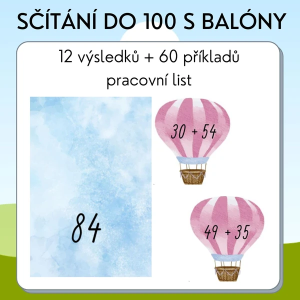 Sčítání do 100 s balóny