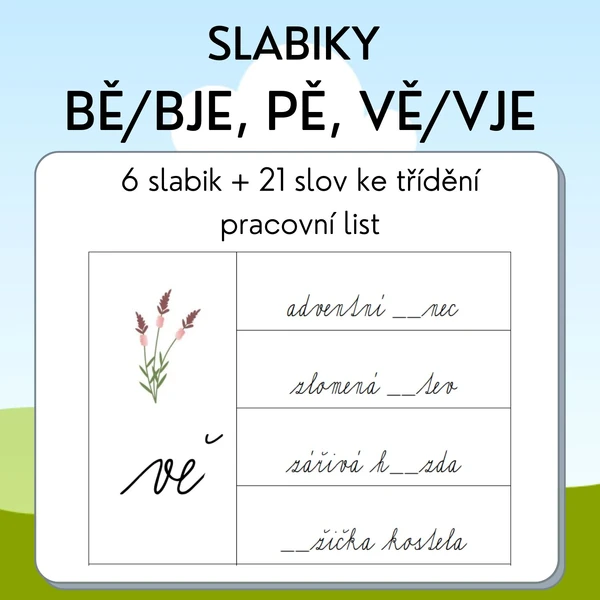 Slabiky bě/bje, pě, vě/vje