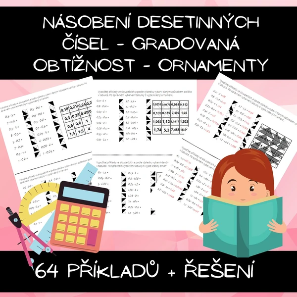 Násobení desetinných čísel - gradovaná obtížnost - ornamenty