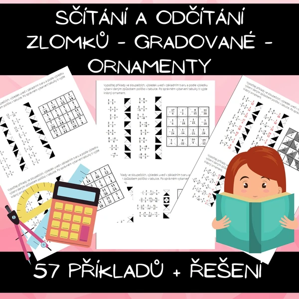 Sčítání a odčítání zlomků - gradované - ornamenty