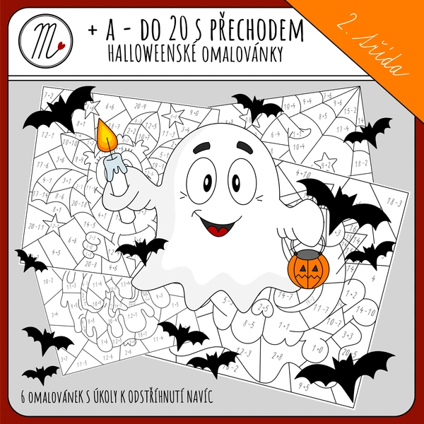 Halloweenské omalovánky + a - do 20 s přechodem