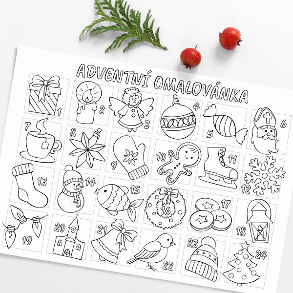 Omalovánkový adventní kalendář
