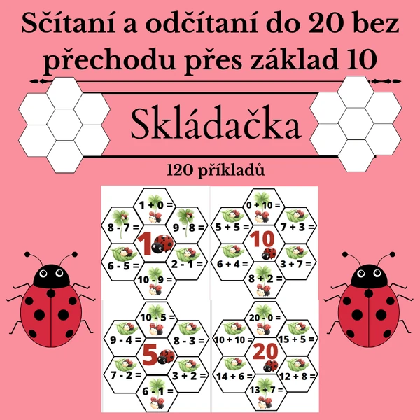 Berušky - sčítání a odčítání do 20 bez přechodu přes základ 10