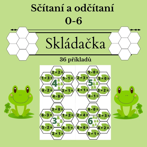 Žabky - sčítání a odčítání v oboru 0-6