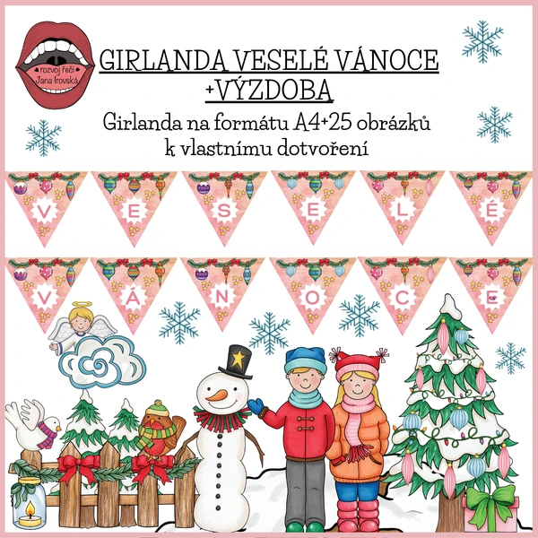 GIRLANDA: VESELÉ VÁNOCE+výzdoba 