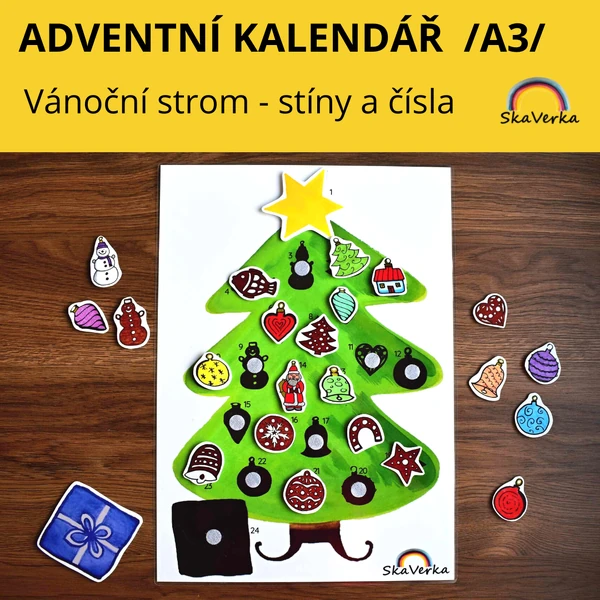 ADVENTNÍ KALENDÁŘ (A3) - vánoční strom s čísly