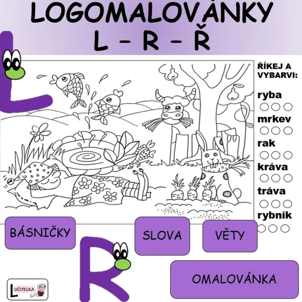 Logomalovánky - hlásky L,R,Ř