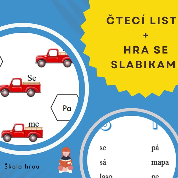 Čtecí listy, hra se slabikami 