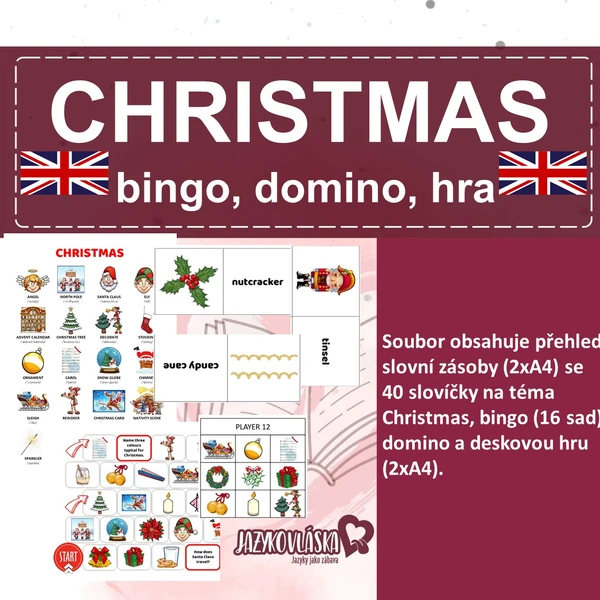 Christmas bingo, domino, hra