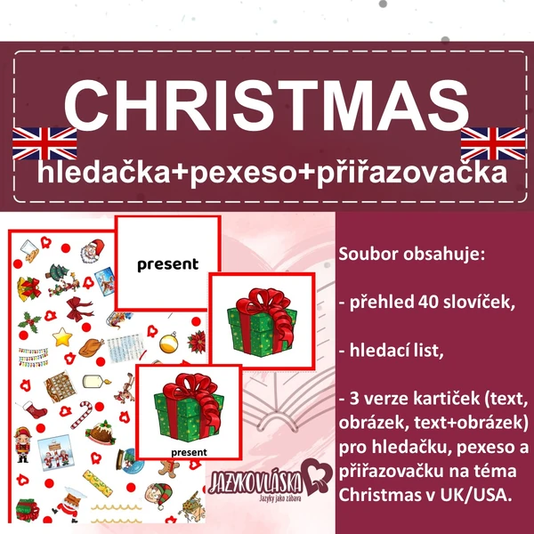 Christmas hledačka, pexeso, přiřazovačka